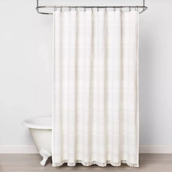NWT Textured Stripe Shower Curtain White